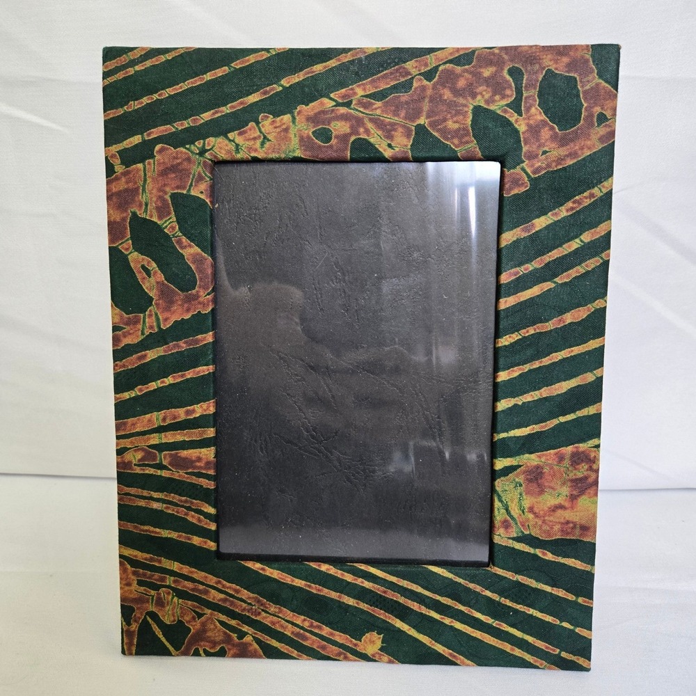 Batik Patterned Fabric Covered‎ Picture Frame, Freestanding, 7.5" x 9.5"